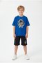 Astronaut Print Detailed Capri Pants and Round Neck Summer Boys' Top and Bottom Set