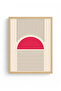 Natural Wood Framed Minimal Geometric Pattern Painting - Vibrant Tones |   Huhu1479 - 2