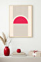 Natural Wood Framed Minimal Geometric Pattern Painting - Vibrant Tones |   Huhu1479