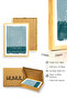 Natural Wood Framed Abstract Dot Painting - Blue Green Tones |   Huhu1373 - Single Table Natural Wood Frame - 3