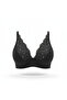 Women's Stone Printed Lace Gathered Half-Covered Unpadded Black Color Bra Bb2420 - 7