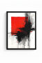 Natural Wood Framed Abstract Red Patterned Painting - Vibrant Tones |   Huhu1240 - 2