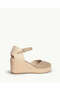 GLITTERED FABRIC WEDGE IN TAUPE - 5