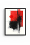 Black Wooden Framed Abstract Red and Black Patterned Painting - Minimal |   Huhu1245 - Single Table Black Frame - 2