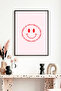 Black Wooden Framed Smiling Face Patterned Painting - Vibrant Tones |   Huhu1179 - Single Table Black Frame