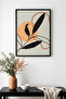 Natural Wood Framed Minimal Leaf Pattern Painting - Vibrant Tones |   Huhu1183