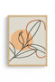 Natural Wood Framed Minimal Leaf Pattern Painting - Pastel Tones |   Huhu1387 - 2
