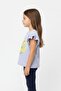 Girl's Printed Crew Neck T-Shirt with Ruffle Sleeves 25008 - 3