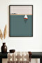 Minimalist Sailboat Painting with Black Wooden Frame - Seascape |   Huhu1336 - Single Table Black Frame