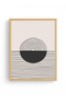 Natural Wood Framed Line Art Patterned Painting - Minimal |   Huhu1440 - Single Table Natural Wood Frame - 2