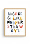 Natural Wooden Framed Colorful Letter Patterned Painting - Fun Theme |   Huhu1628 - Single Table Natural Wood Frame - 2
