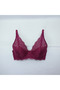 Women's Stone Printed Lace Gathered Half-Covered Non-Supporting Burgundy Color Bra Bb2422 - 5