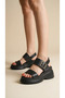 High Platform Wedge Heel Double Ribbon Buckle Detailed Skin Summer Women's Sandals Shoes - 3