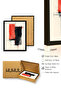 Natural Wood Framed Abstract Geometric Pattern Painting - Red-Black |   Huhu1191 - 3