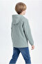 Boy's Mint Green Lined Water and Windproof Double Zipper Hooded Raincoat & Windbreaker - 5