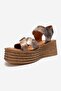 Mirette Gold Patterned Genuine Leather Women's Wedge Sandals - 6