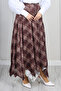 Plaid Asymmetrical Skirt A60689-1 Brown - 4