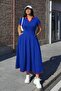 Short Sleeve Pleated Long Janjan Crepe Dress - 4