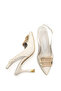 Women's Metal Buckle Detailed Medium Heel Stiletto - 6