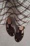 Solto Brown Suede Leather Buckle Detail Flat Sole Women's Sandals - 4