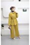 6307 - Stylish Comfortable Waist Drawstring Detailed Shirt Collar Woven Fabric Women's Set