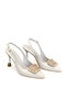 Women's Metal Buckle Detailed Medium Heel Stiletto - 5