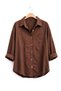 3-Piece Brown, Purple and Lilac Oversize Linen Textured 100% Cotton Single Pocket Comfortable Shirt - 2
