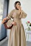 Pinterest High Waist Linen Skirt Set – Mink - 5