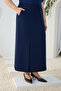 Navy Blue Classic Skirt with Pilikaşe Detail - 5
