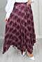 Plaid Asymmetrical Skirt A60689-1 Purple - 3