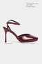Kahla Burgundy Patent Leather Ankle Strap Open Toe Detail Women's Heeled Shoes - 2