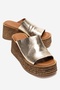 Marc Gold Genuine Leather Wedge Heeled Women's Slippers