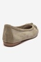 03 Green Suede Genuine Leather Women's Ballerina Shoes - 5