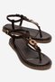 Tiana Brown Suede Genuine Leather Buckle Flip-Flop Women's Sandals