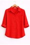3-Piece Red, Brown, and Black Oversize Linen and 100% Cotton Single-Pocket Comfortable Shirts - 2