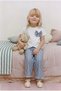 Girl's Cotton White Bow Detail T-Shirt and Pants Set - Gray Striped