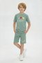 Colorful Capri Print Detailed Boys' Round Neck T-Shirt Top and Bottom Set - 2