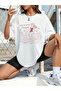 Cowgirl Summer Mix Printed Oversize Crew Neck Short Sleeve White Women's Tshirt - 2