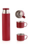 Luxury Steel Thermos Set with 3 Cups - 500 ml Vacuum Insulated Anthracite Thermos Set - 3