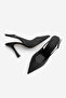 Women's Stiletto Pointed Toe Open Back V-Neck Hand Knitted Classic Heeled Shoes Nules Black - 7