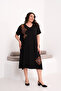 Women's Plus Size Black, Embroidered Relaxed Cut Dress 65N39442 - 5