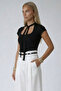 Black Square Neck Halter Scuba Blouse Alc-X15451 - 2