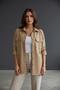 Classic Pattern Beige Shirt Jacket with Flap Pockets - 6