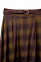 4870 Women's Plaid Slit Skirt with Thick Belt Khaki - 5