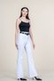 Women's Summer White High Waist Spanish Flare Pants with Belt Casual Daily Office Stylish 3950 - 2