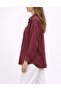 Burgundy Striped Jacquard Fabric Oversized Shirt - 4