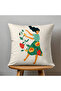 Double-Sided Digital Print Throw Pillow Cover - Floral & Woman Pattern / Flower & Woman Design - 2