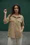 Classic Pattern Beige Shirt Jacket with Flap Pockets - 4