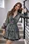 Lace Textured Layered Mini Dress – Chiffon Look with Belt Detail