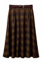 4870 Women's Plaid Slit Skirt with Thick Belt Khaki - 4